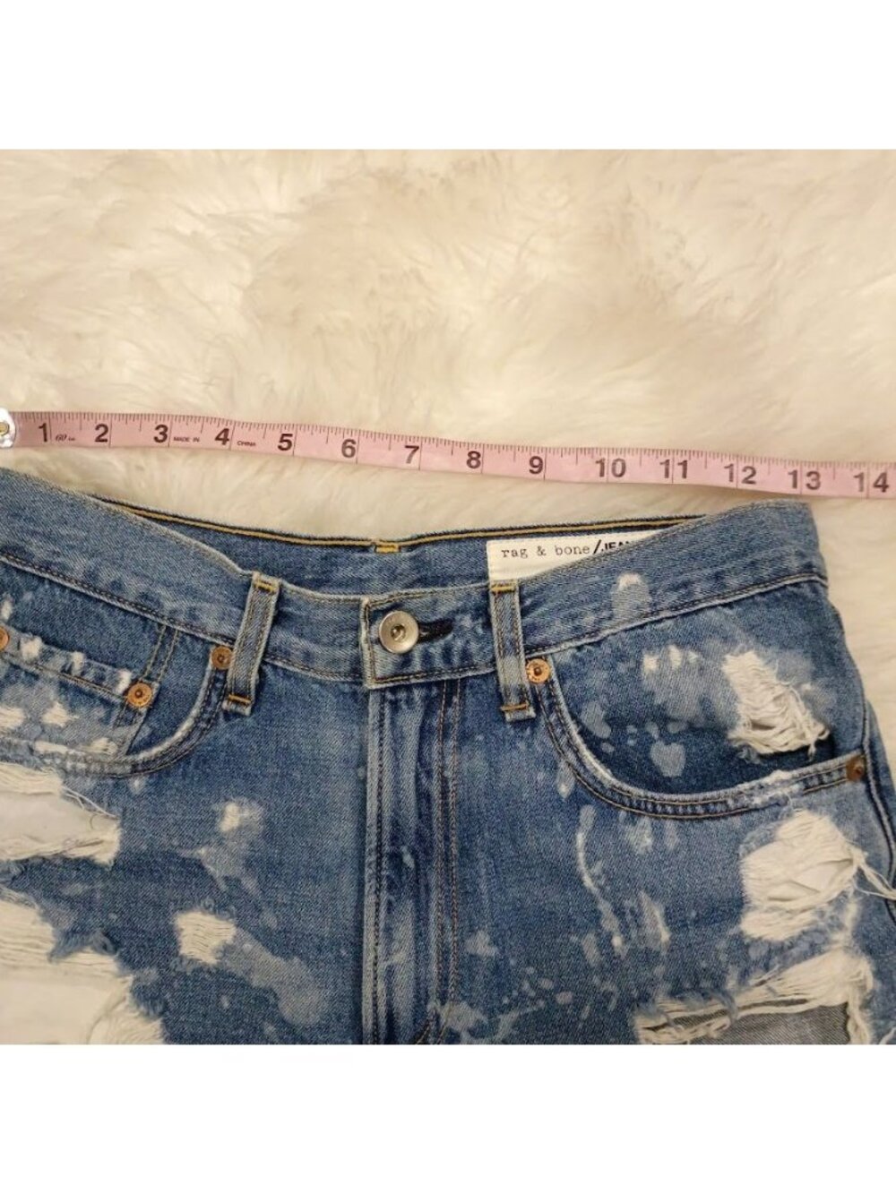 Rag & Bone Womens Distressed Denim High-Waisted Cutoff Shorts Blue Size 26 100% - Picture 3 of 12
